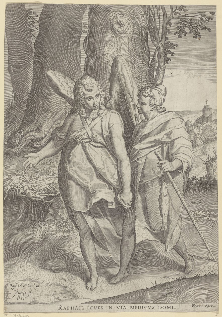 Tobias i Engels af Agostino Carracci
