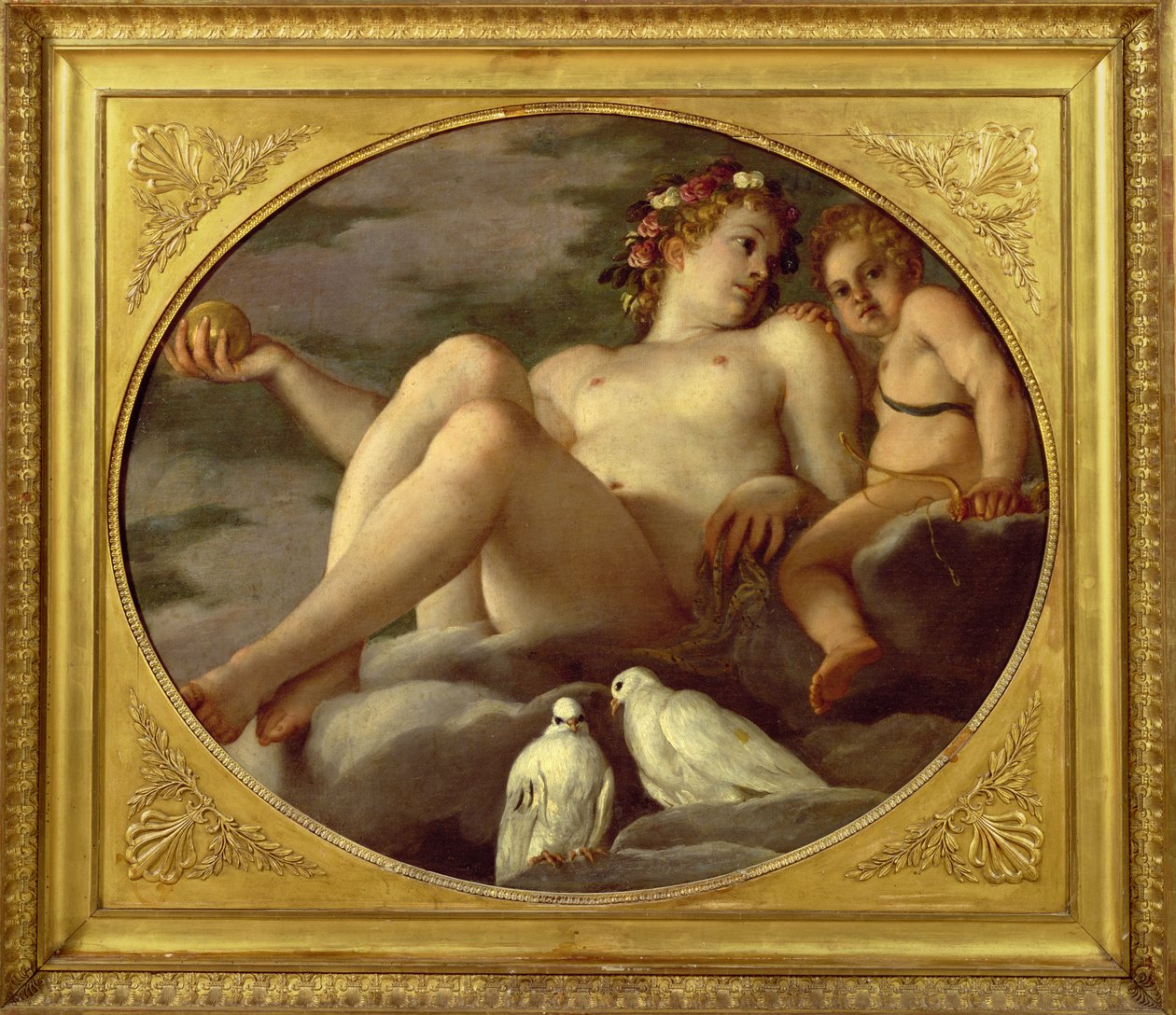 Venus og Amor, ca. 1580-1600 af Agostino Carracci