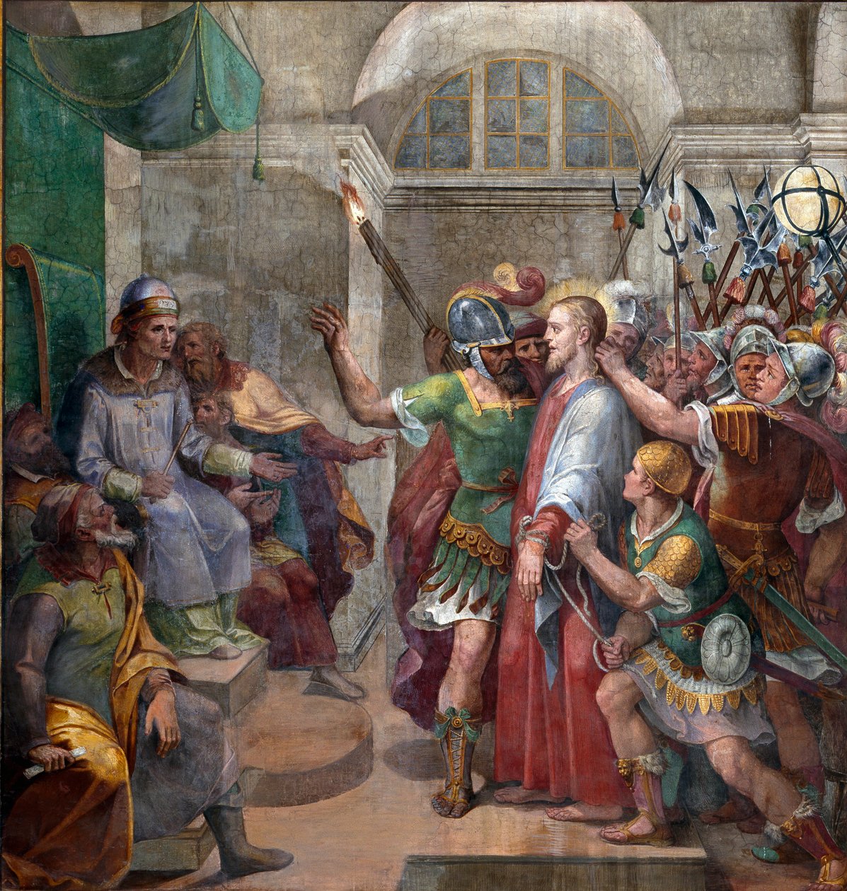 Passion: "Kristus før Pontius Pilatus (Pontius Pilatius)" "Fresco af Agostino Ciampelli (1577-1642) 1594-1600 Rom, Basilica of Santa Prassede af Agostino Ciampelli