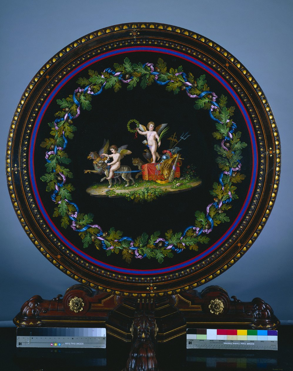 Midterbord med mikromosaikplade, "Love Triumphant" af Agostino Francesangeli