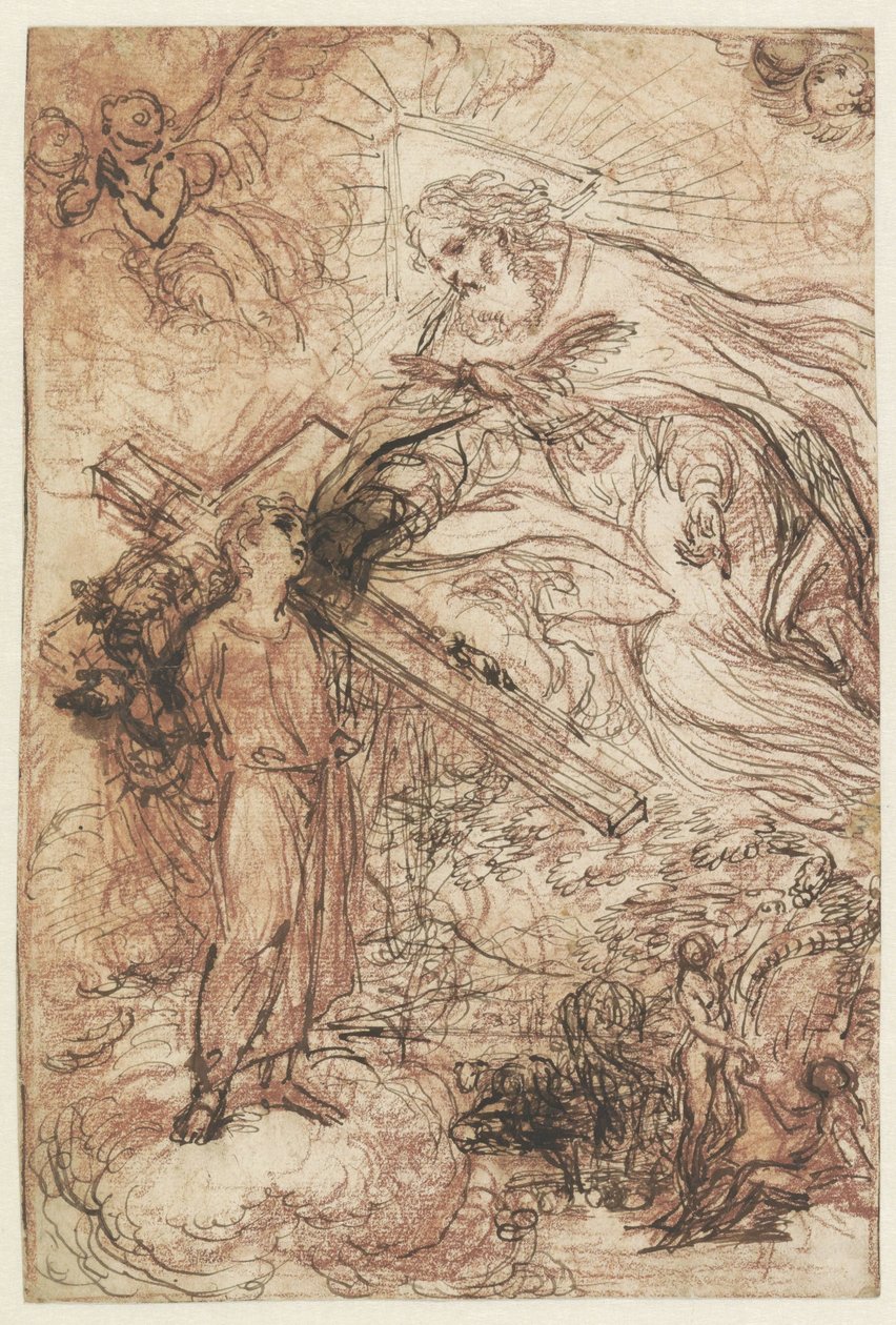 Den hellige treenighed og syndefaldet af Agostino Masucci (attributed to)