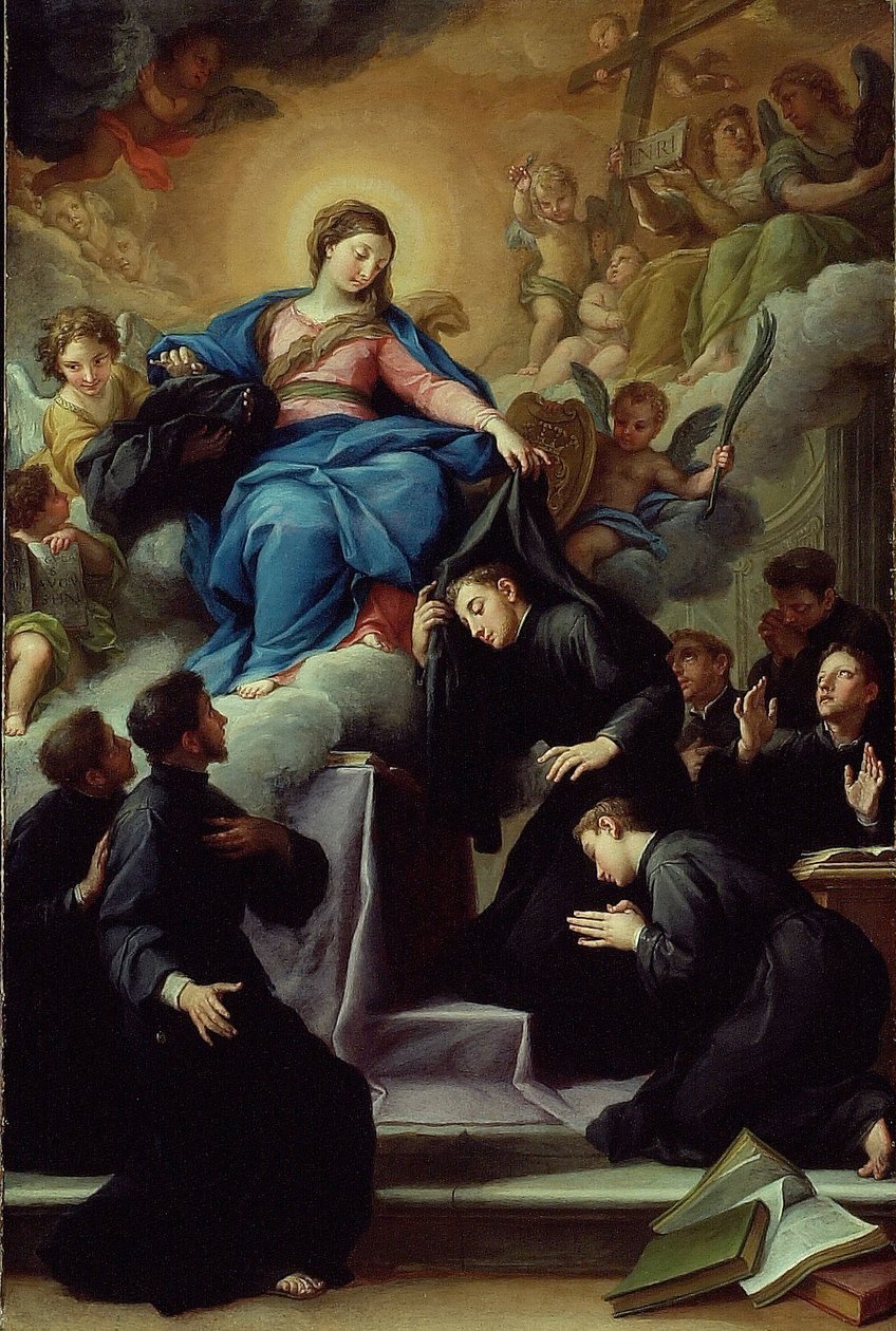 Madonnaen med de syv grundlæggere af Serviteordenen, ca. 1728 (olie på lærred) af Agostino Masucci