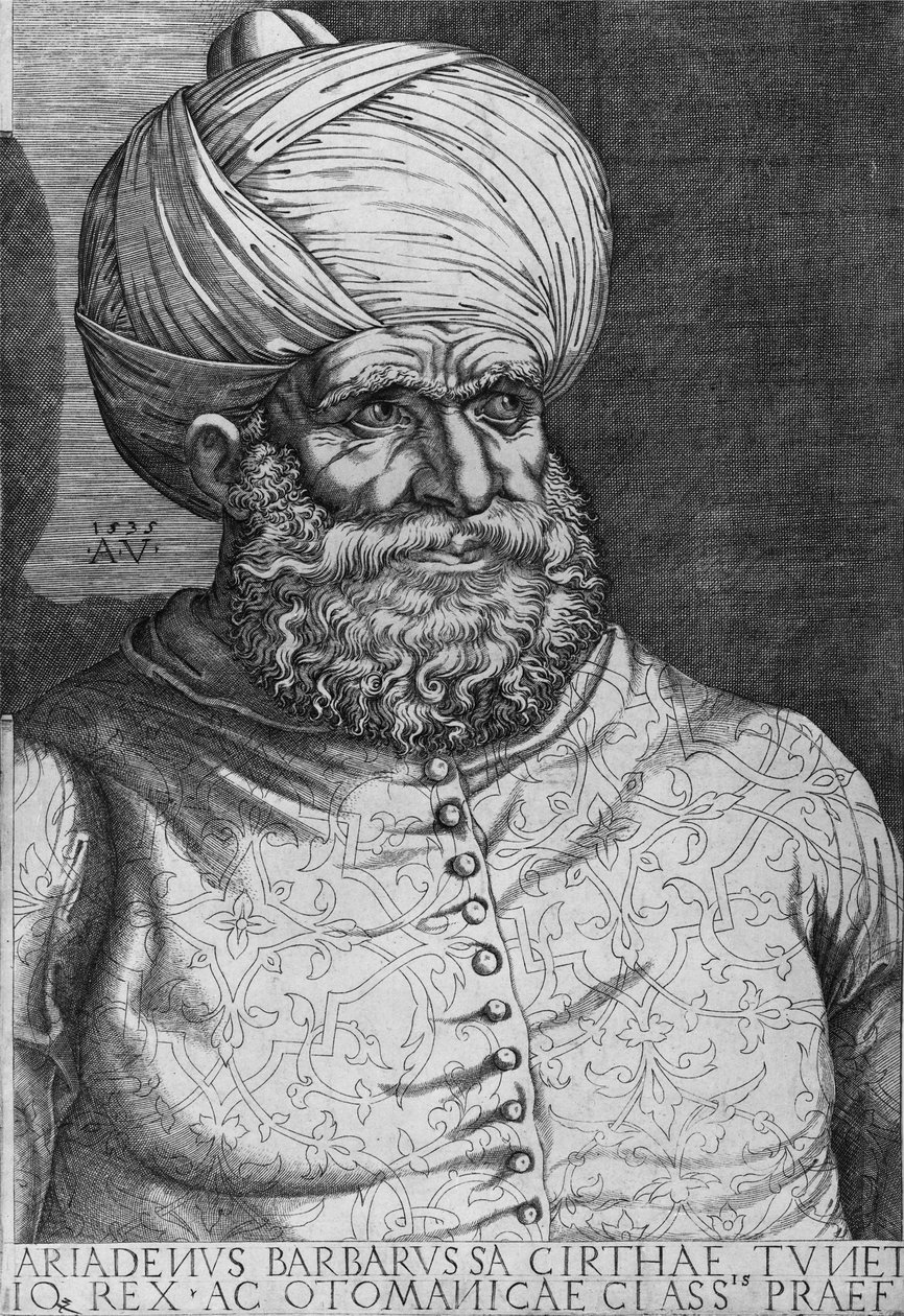 Barbarossa (Khayr ad-Din) (d. 1546) 1535 af Agostino Musi