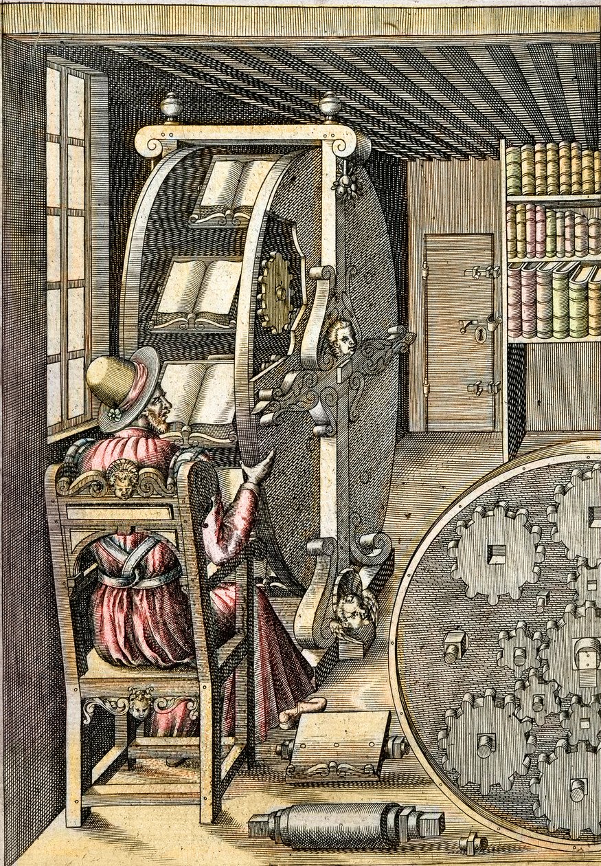 Roterende skrivebord - Fra "" Le Diverse et Artifiose Machine" af Agostino Ramelli (1531-1608) - Paris 1588 af Agostino Ramelli