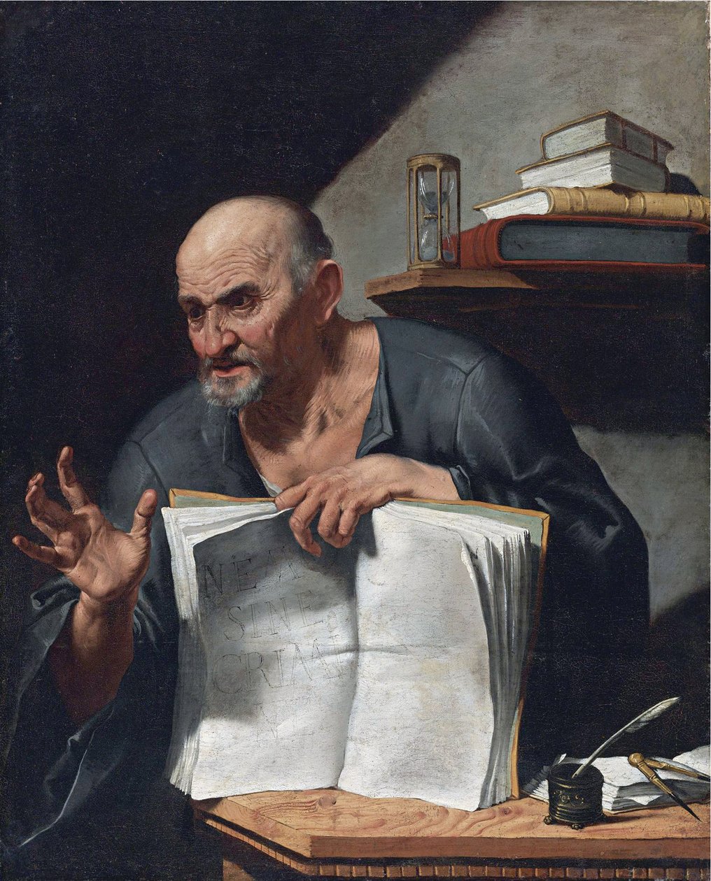 Dionysius Cato (3. eller 4. århundrede) - Maleri af Agostino Scilla (1629-1700), - Olie på lærred, 98,5x80,6 - Privat samling af Agostino Scilla