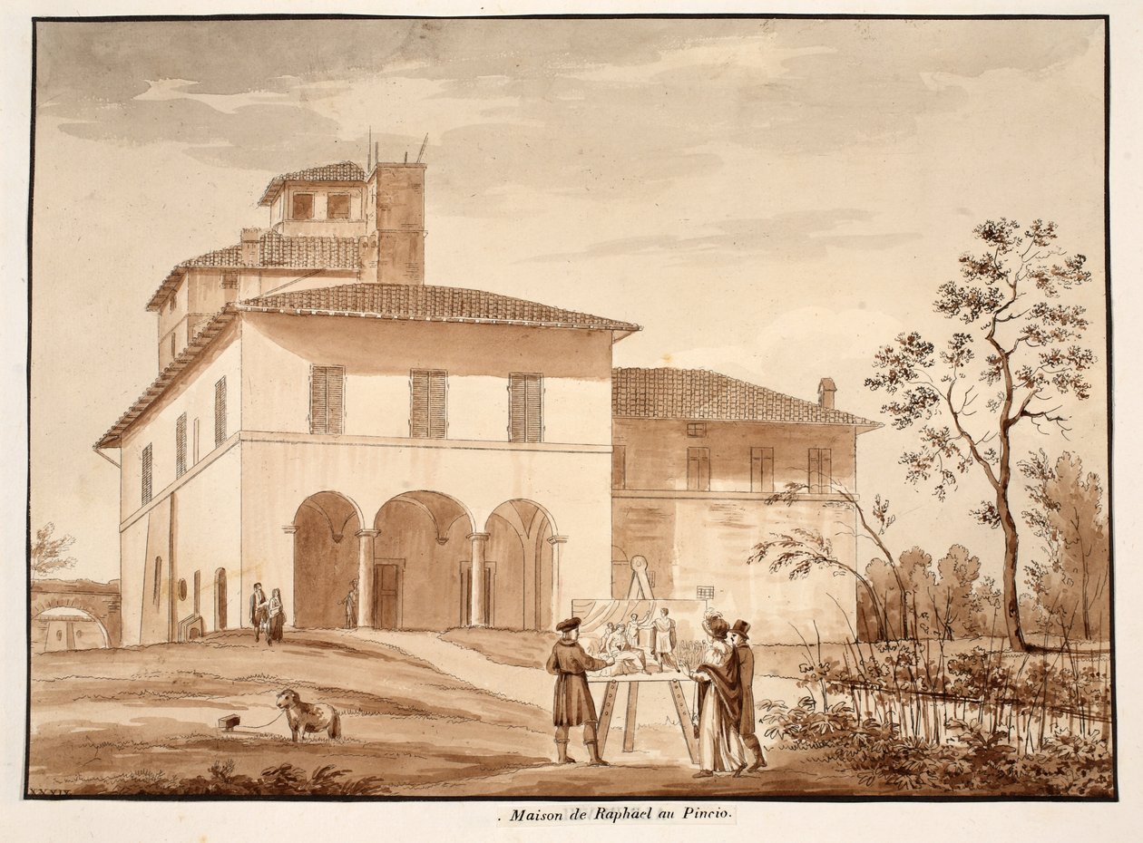 Rafaels hus på Pincio, 1833 (ætsning med brun vask) af Agostino Tofanelli