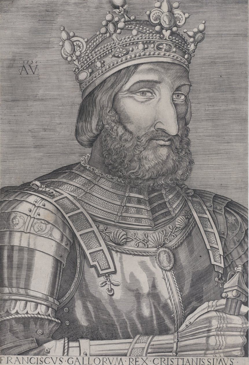 Francois I, konge af Frankrig, dateret 1536. af Agostino Veneziano