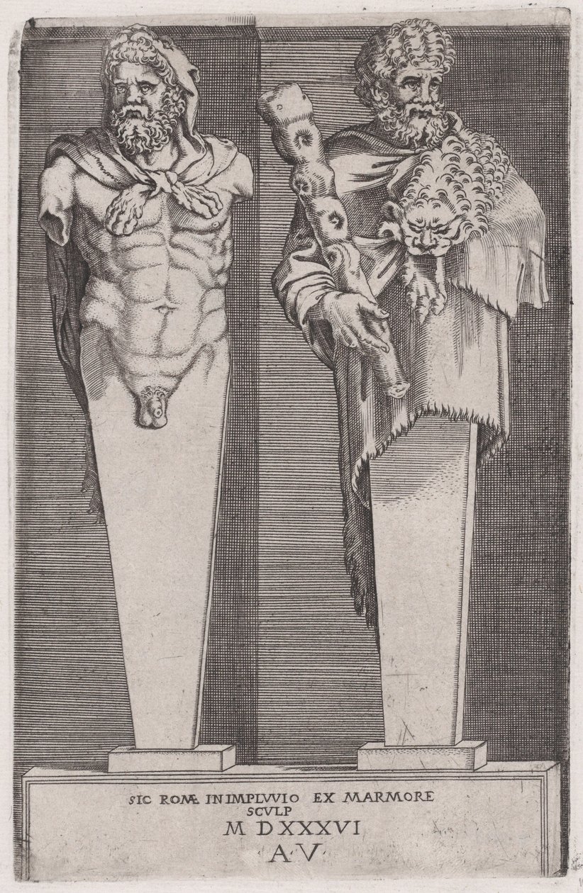 Hercules fra The Hermae, dateret 1536. af Agostino Veneziano