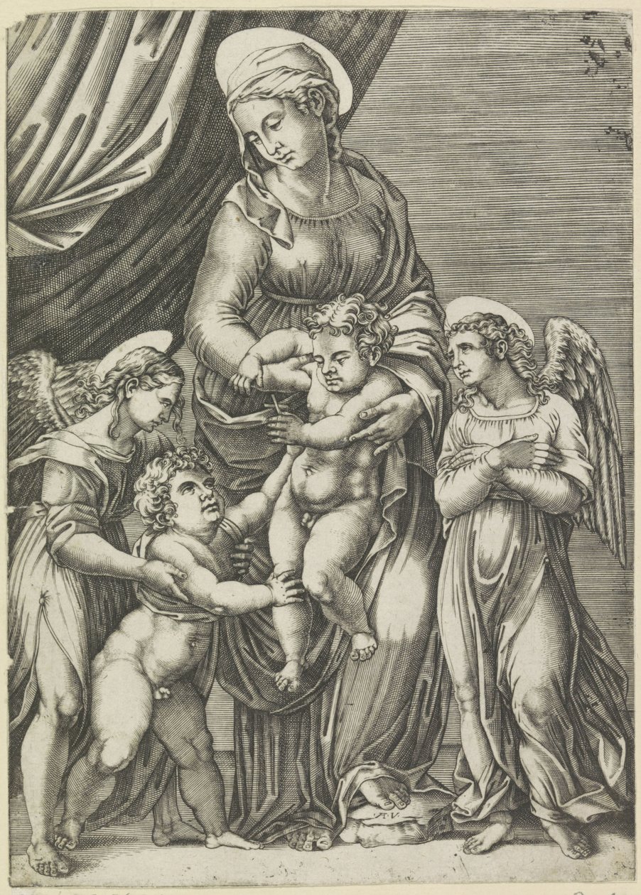 Maria med barn og den unge Johannes Døberen af Agostino Veneziano