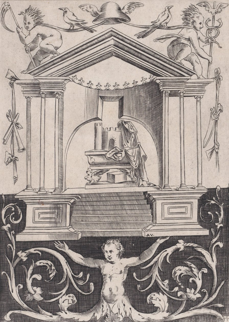 Ornamental panel, ca. 1514-36. af Agostino Veneziano