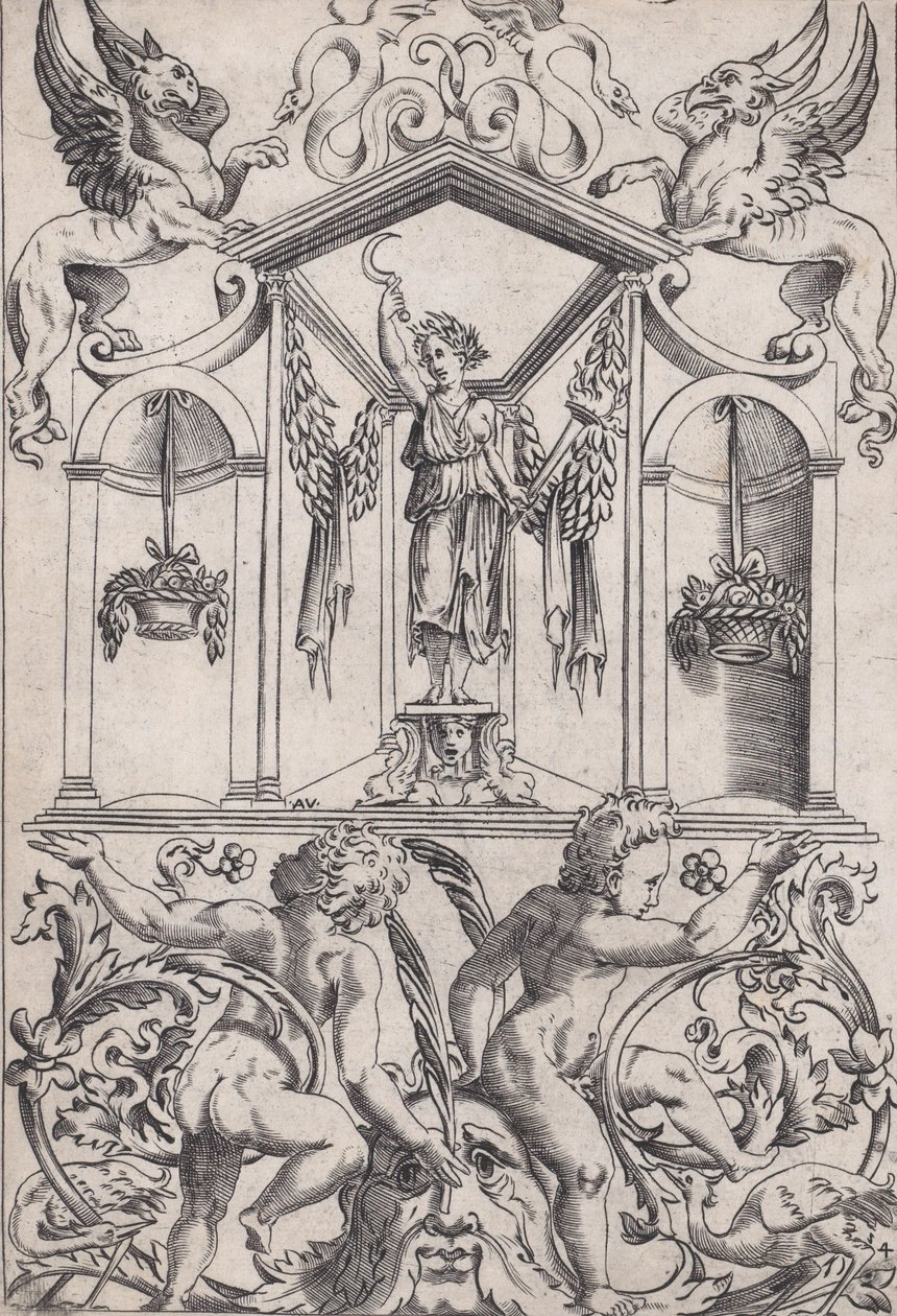 Ornamental panel, ca. 1514-36. af Agostino Veneziano
