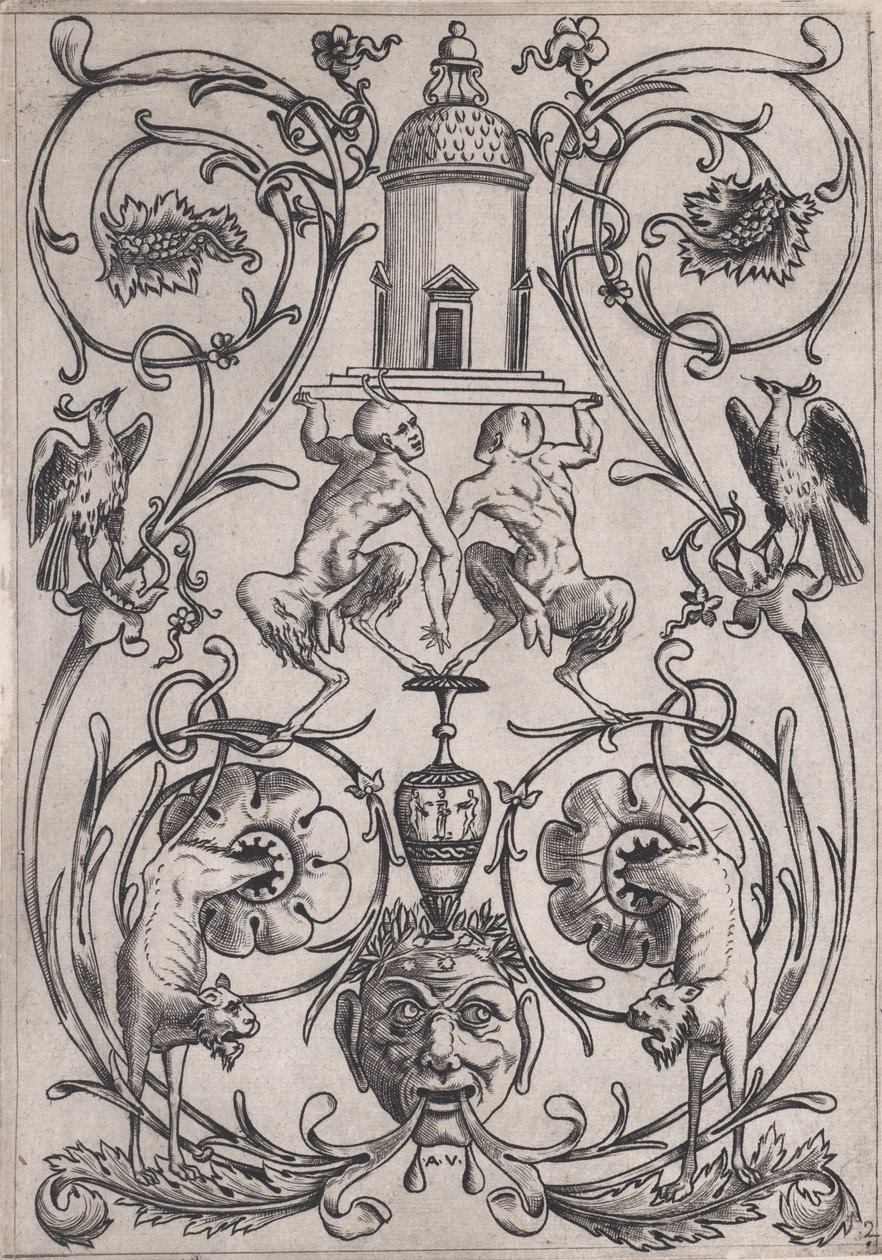 Ornamental panel, ca. 1514-36. af Agostino Veneziano