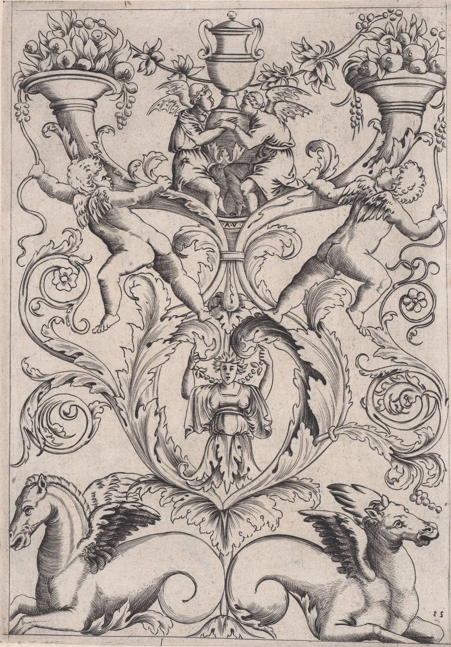 Ornamental panel, ca. 1514-36. af Agostino Veneziano