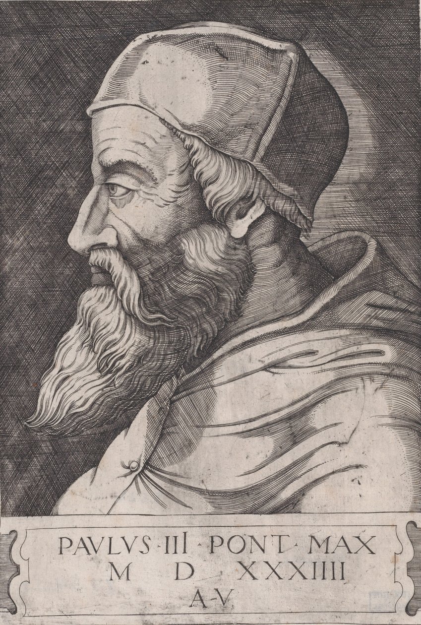 Pave Paul III i kalot, ca. 1514-36. af Agostino Veneziano