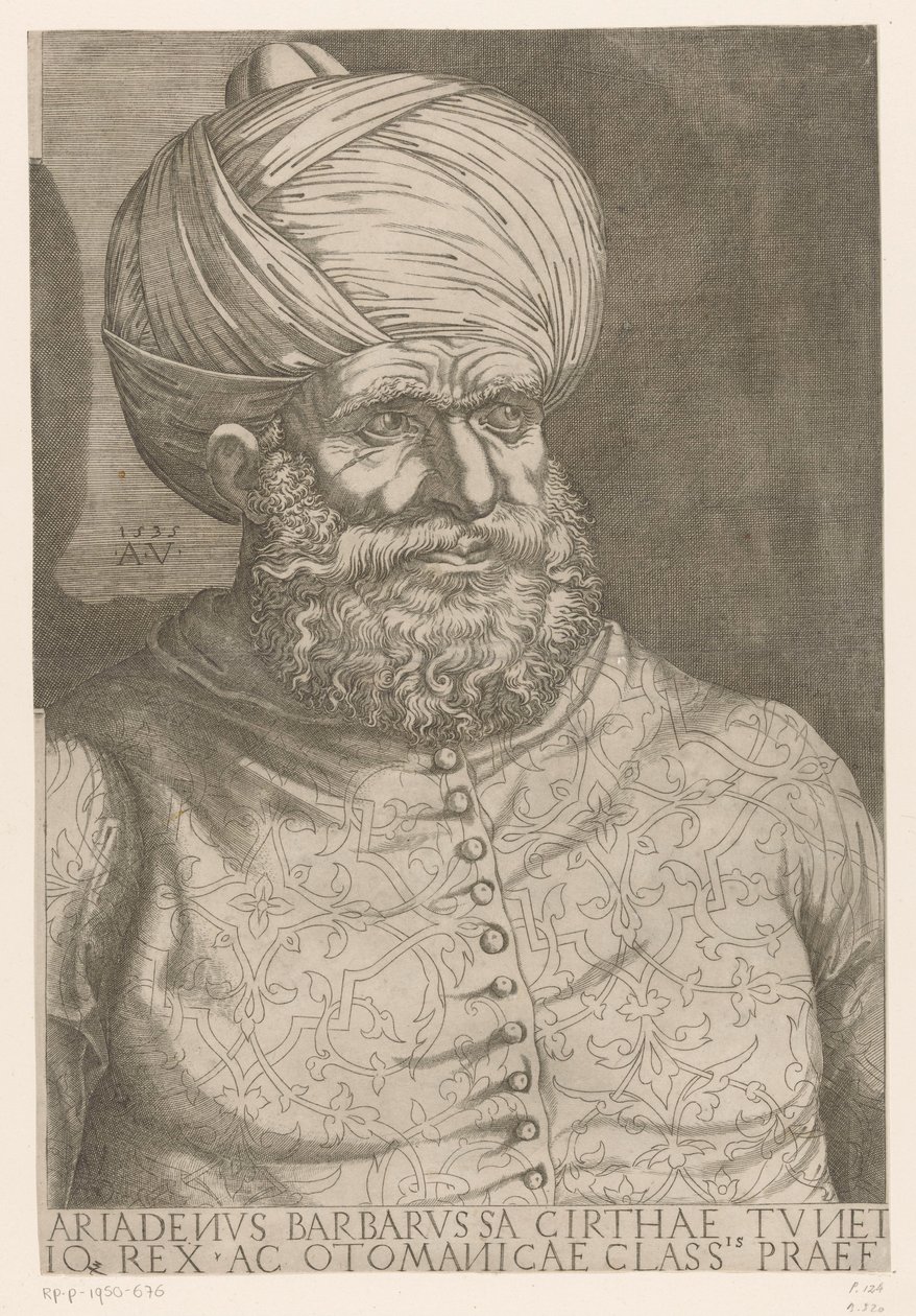Portræt af admiral Khair ad-Din Barbarossa af Agostino Veneziano