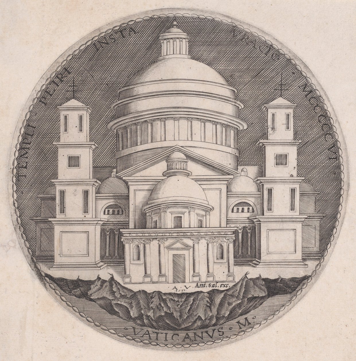 Peterskirken, dateret 1517. af Agostino Veneziano