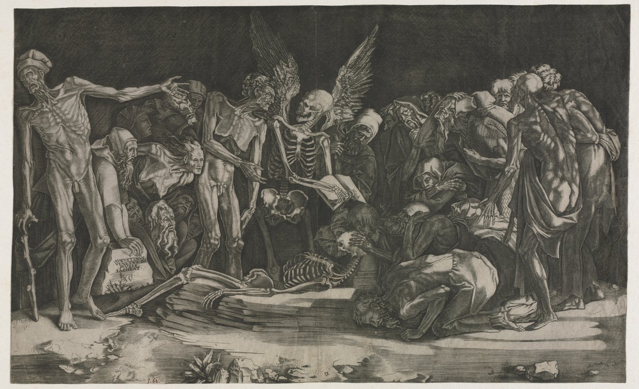 Skeletter, også kendt som Allegory of Death and Fame af Agostino Veneziano
