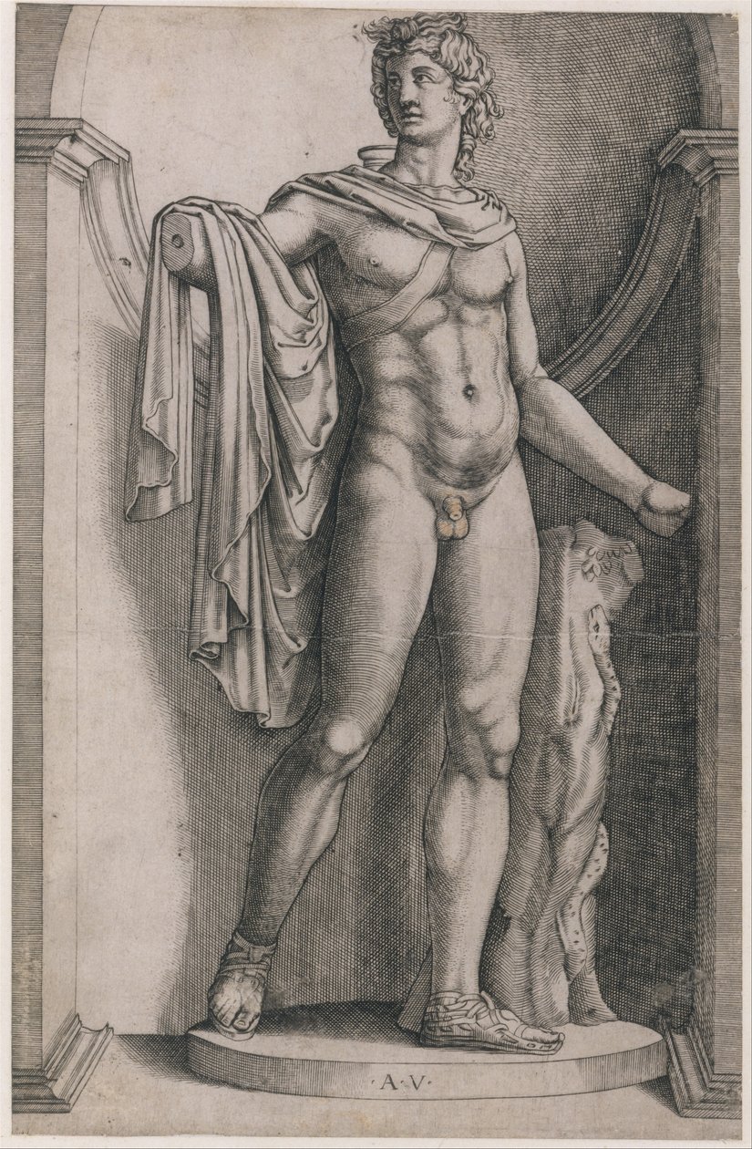 Mirror of Roman Magnificence: Apollo Belvedere, ca. 1514-36, ca. 1514-36. af Agostino Veneziano
