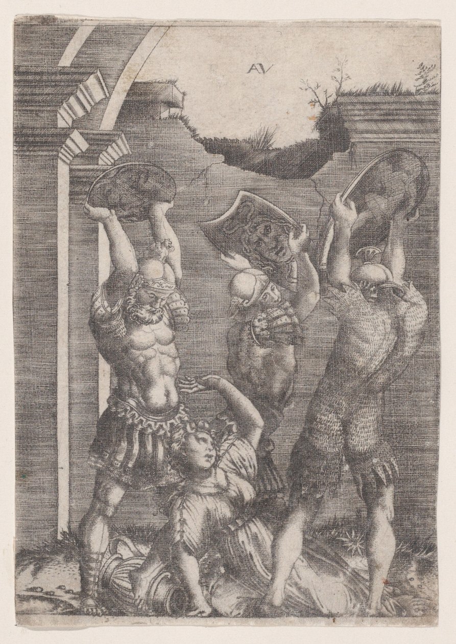 Tarpeia knust af sabinerne, ca. 1514-3 af Agostino Veneziano