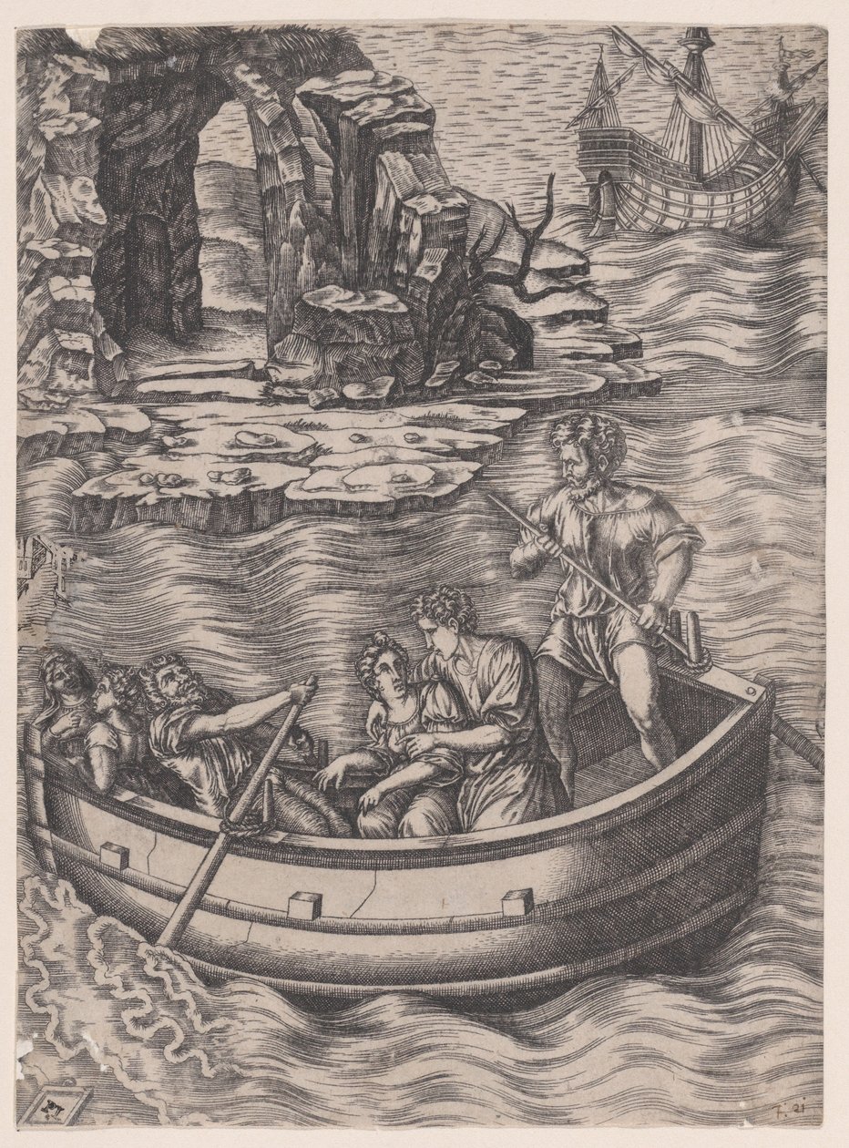 Barken, ca. 1514-36. af Agostino Veneziano