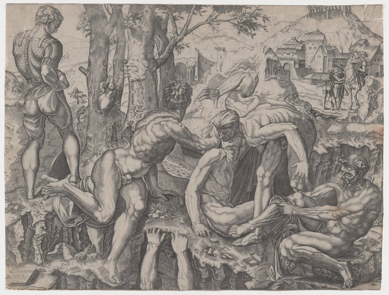 The Climbers, dateret 1524. af Agostino Veneziano