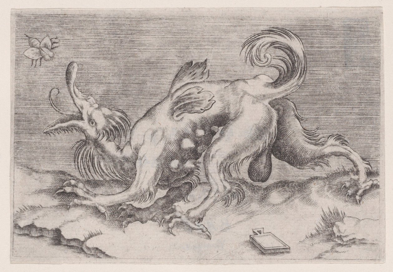 Dragen og bien, ca. 1514-36. af Agostino Veneziano