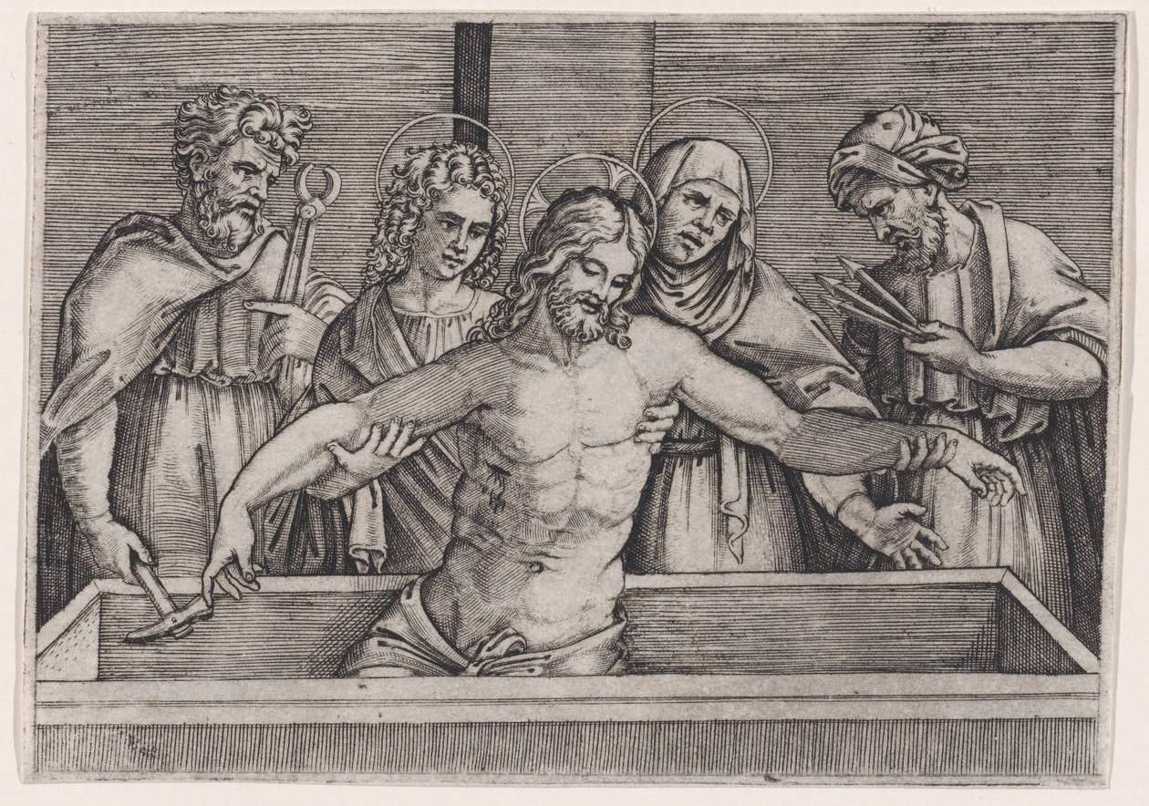 Kristi gravlæggelse, ca. 1514-36. af Agostino Veneziano