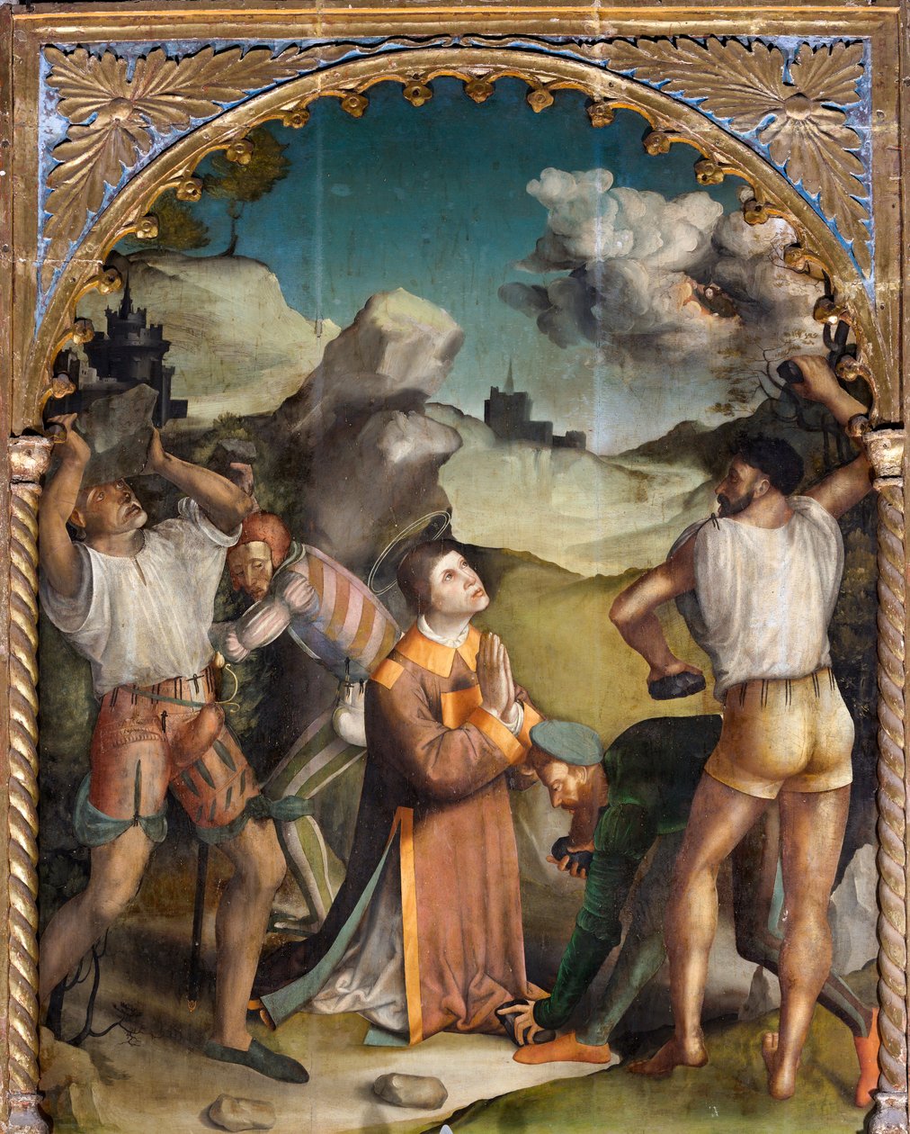 Stening af Sankt Stefan, første halvdel af det 16. århundrede (olie på panel) af Agostino da (attr.to) Casanova