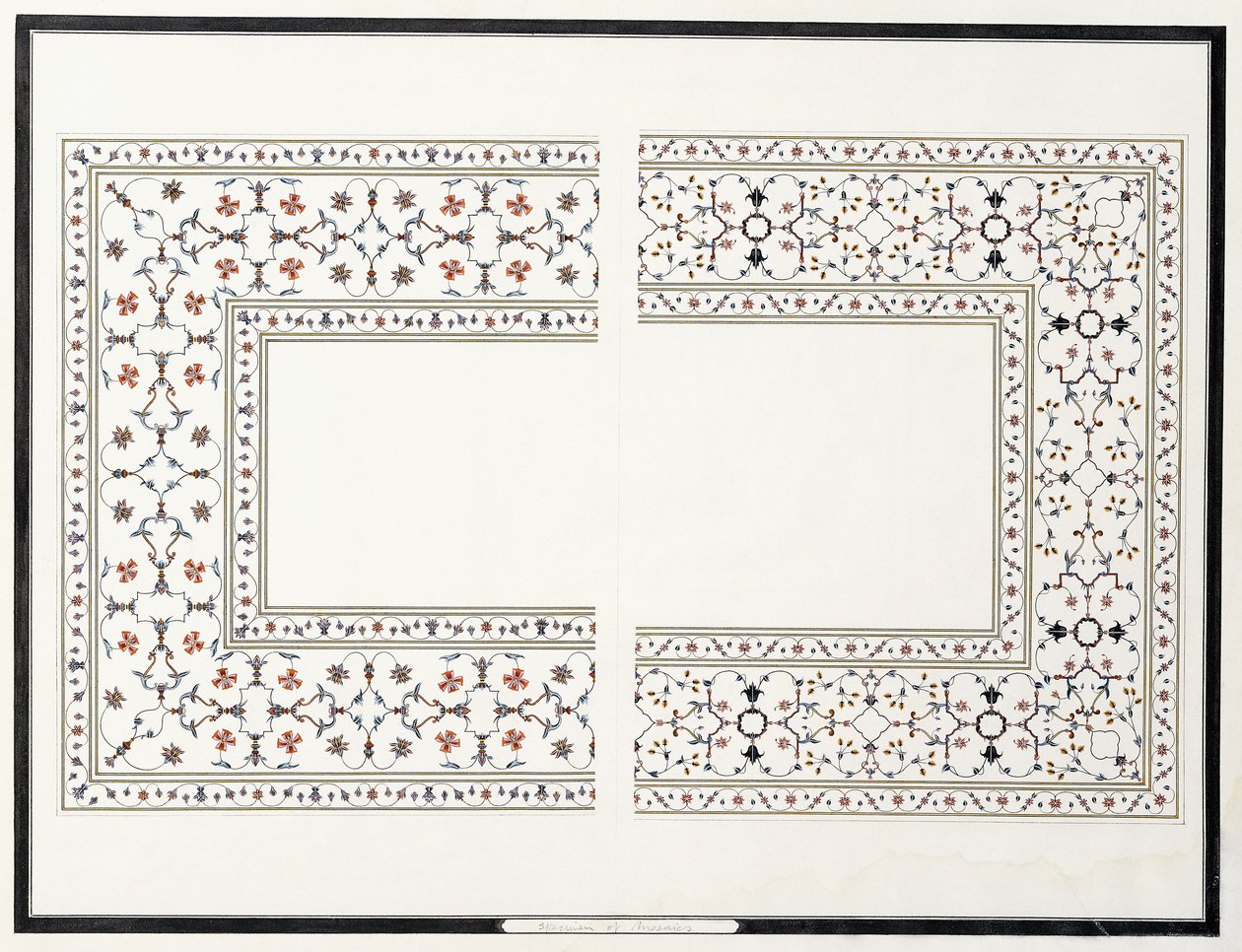 Eksemplarer af mosaikkerne, fra kejserens grav, ca. 1815 af Agra School