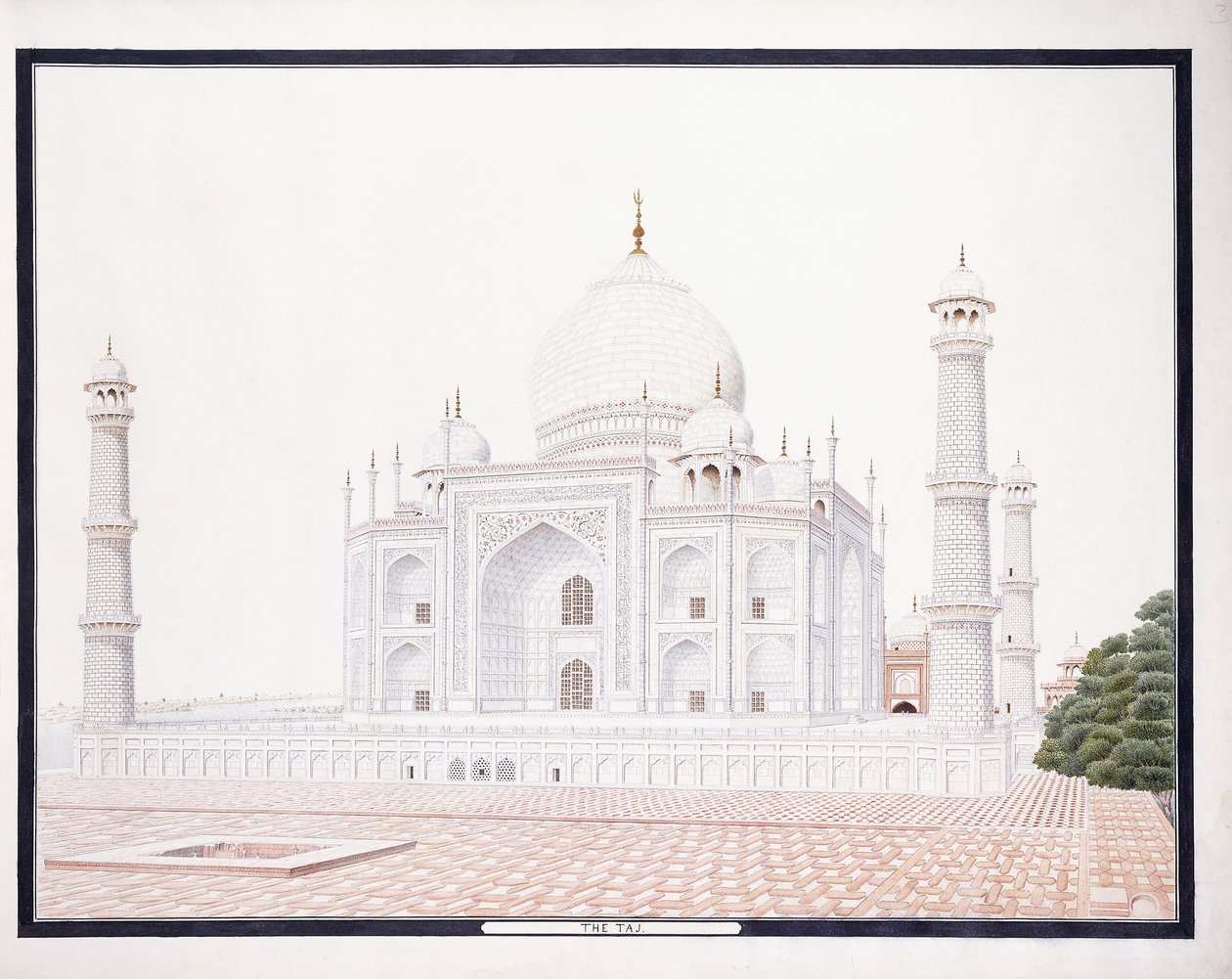 The Taj, ca. 1815 (blyant, pen, gråt blæk, w/c) af Agra School