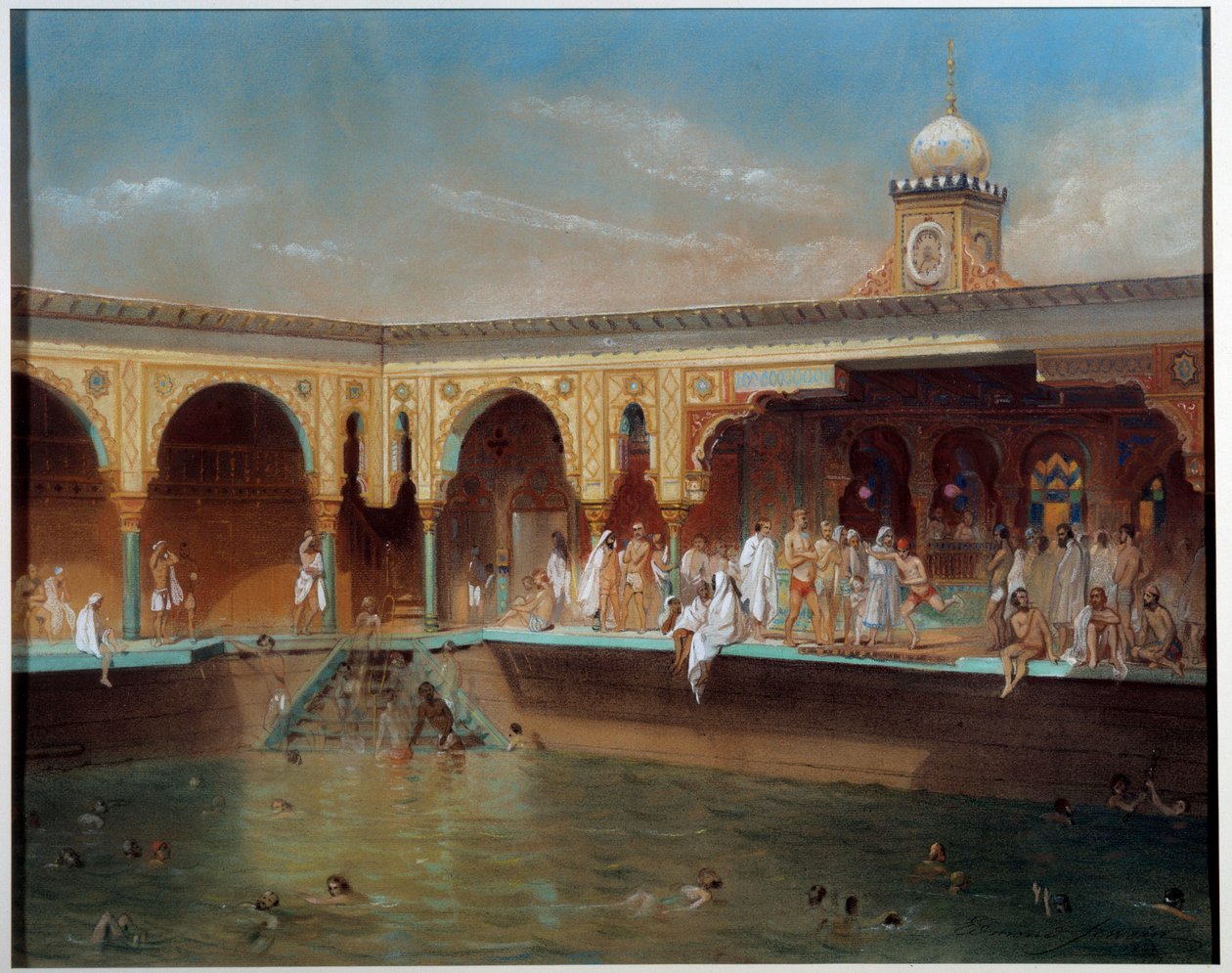 Deligny-badene i Paris i 1842. Maleri af Aime Bassompierre-Sewrin (1809-1896) af Aime Bassompierre Sewrin