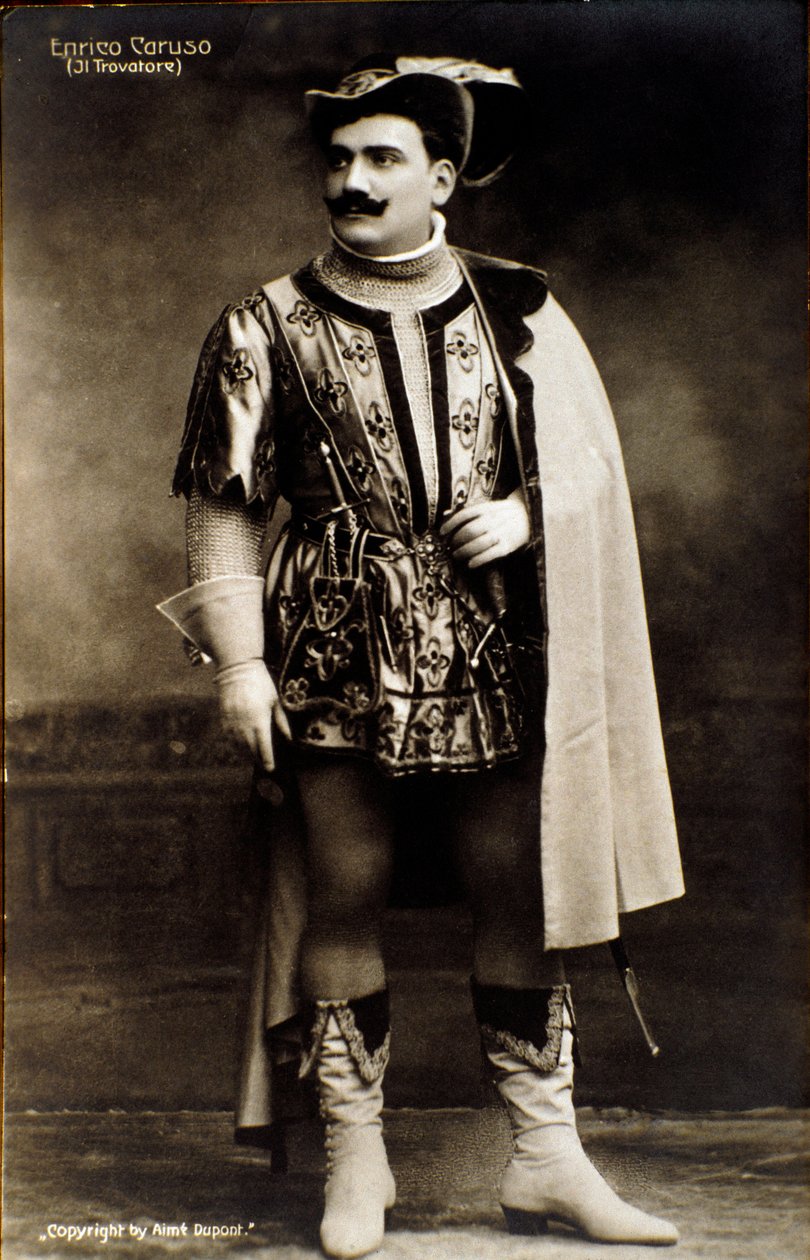 Sangeren Enrico Caruso i operaen Il Trovatore af Giuseppe Verdi (s/h foto) af Aime Dupont
