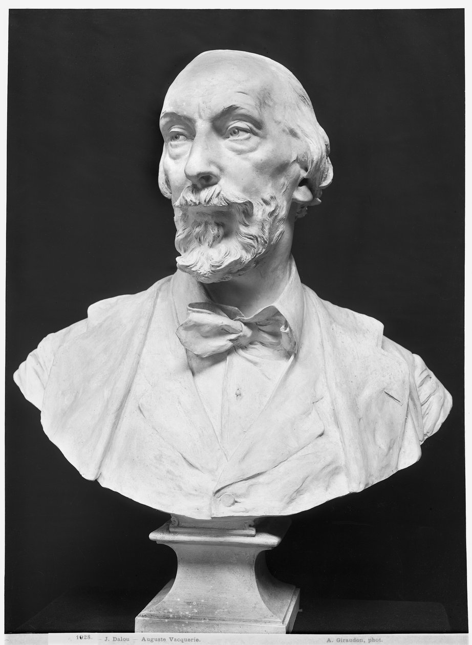 Buste af Auguste Vacquerie (1819-95) (gips) (bw foto) af Aime Jules Dalou