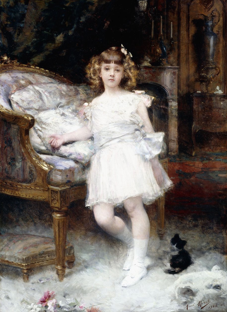 Portræt af Janine Potin med en killing, 1904 af Aimé Nicolas Morot