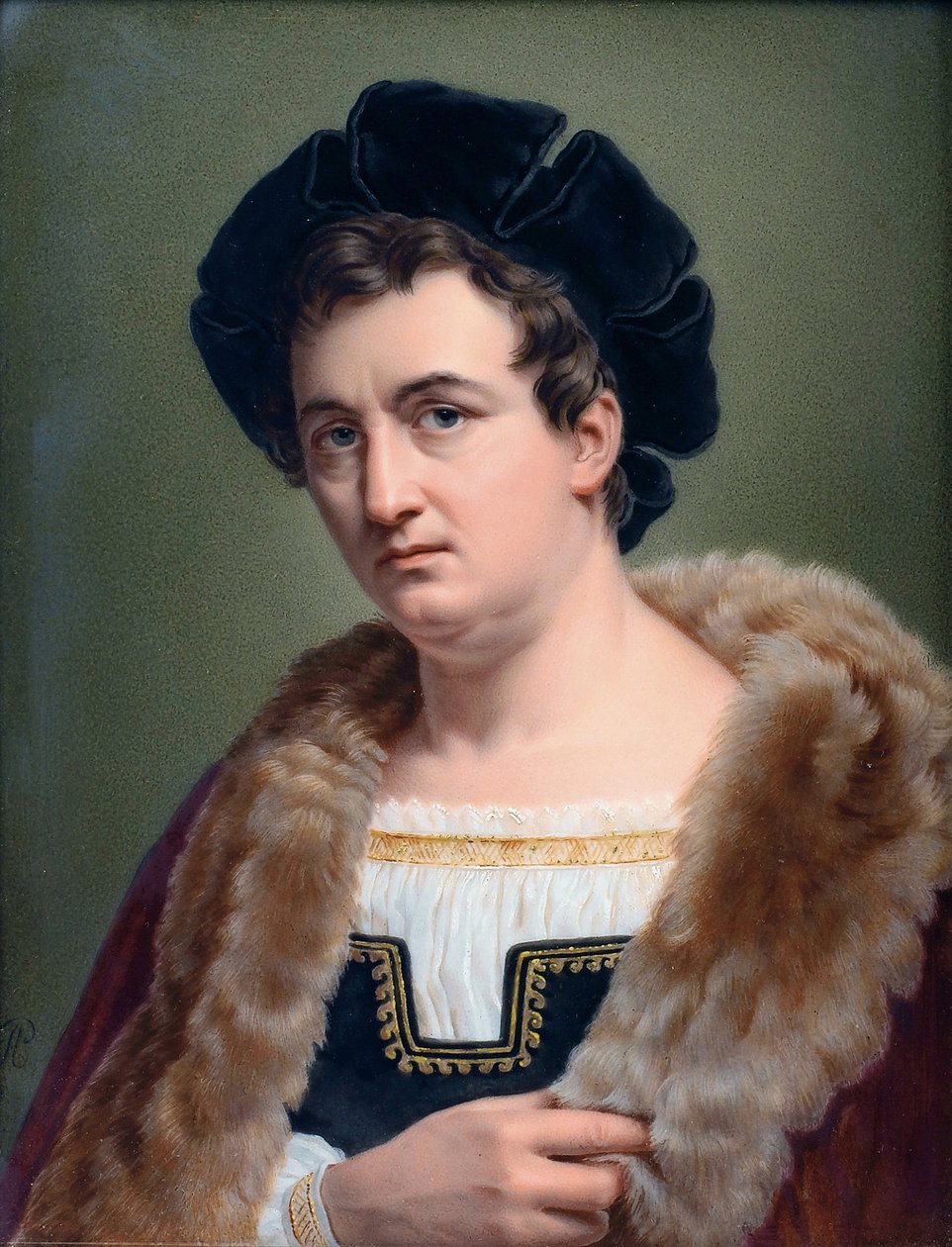 Portræt af Francois-Joseph (Francois Joseph) Talma (1763-1826), fransk skuespiller, i 1822 - Portræt af Francois-Joseph Talma (1763-1826) - Perlet, Aimee (aktiv 1824-1845) - 1823 - Gouache 18,5x14 - Privat samling af Aimée Perlet