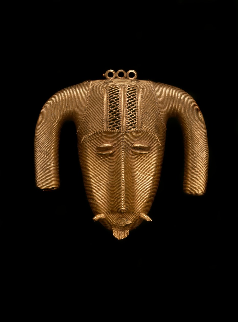 Rams Head Pendant, Elfenbenskysten, ca. 1935 (støbt guld) af Akan School