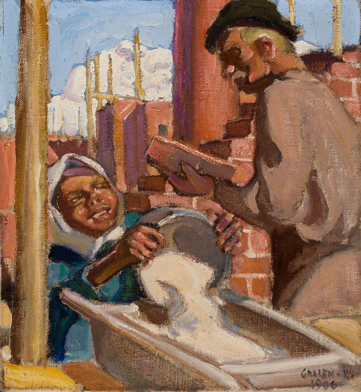 På en byggeplads af Akseli Gallen-Kallela