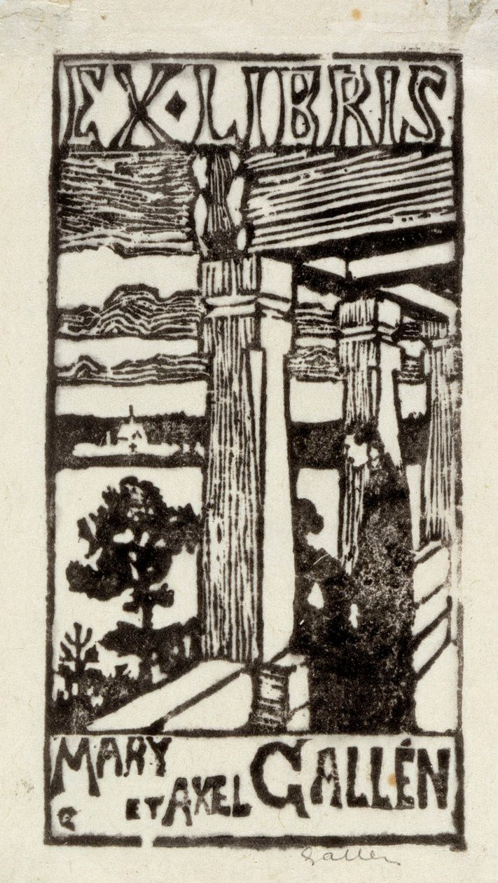 Exlibris for Mary og Axel Gallén af Akseli Gallen-Kallela