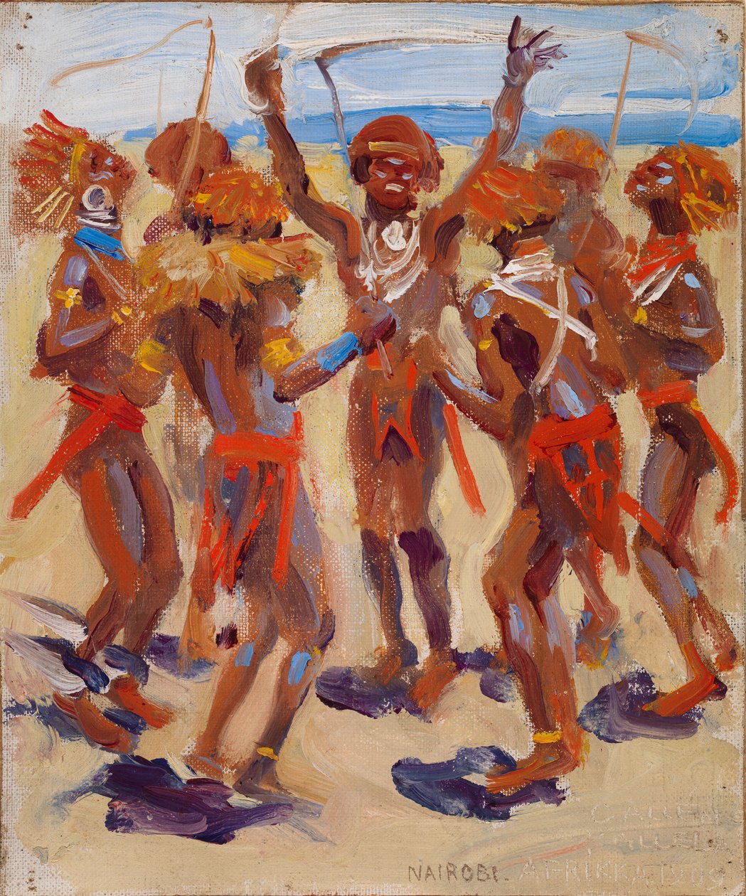 Dansende kikuyu-krigere af Akseli Gallen-Kallela