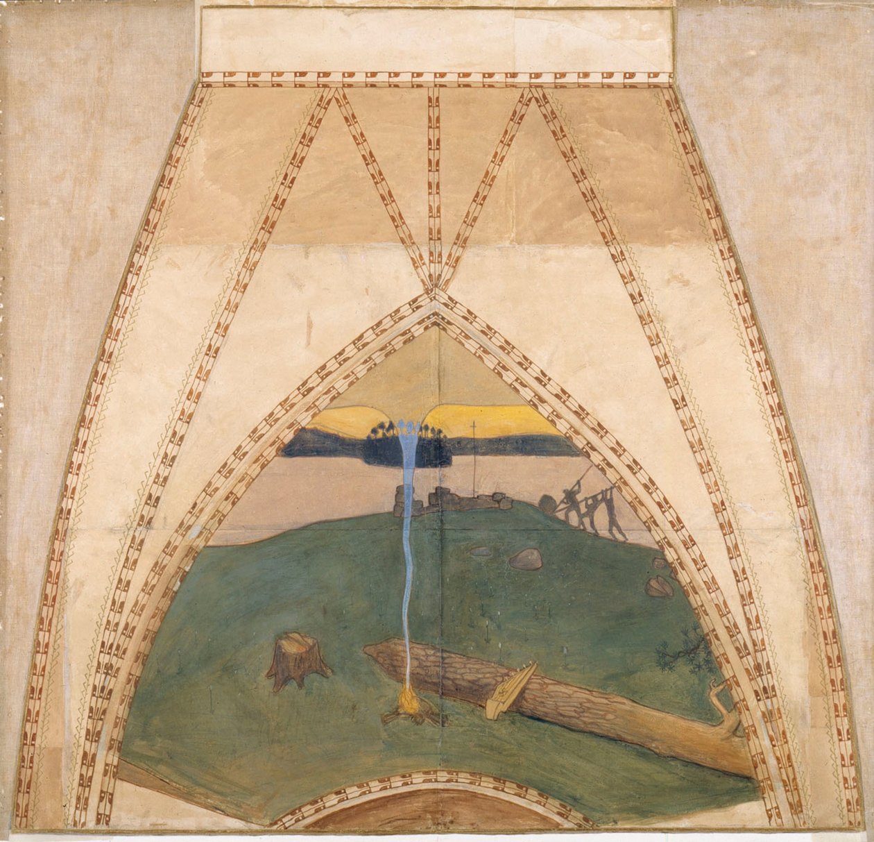 Heidentum und Christentum, Skizze für die Kuppelfresken des finnischen Pavillons auf der Weltausstellung 1900 in Paris af Akseli Gallen-Kallela