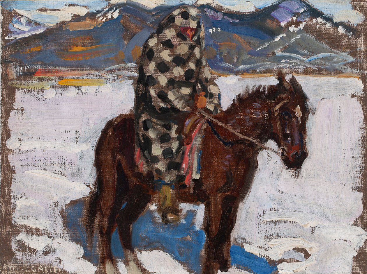 Indianer til hest i sneen af Akseli Gallen-Kallela