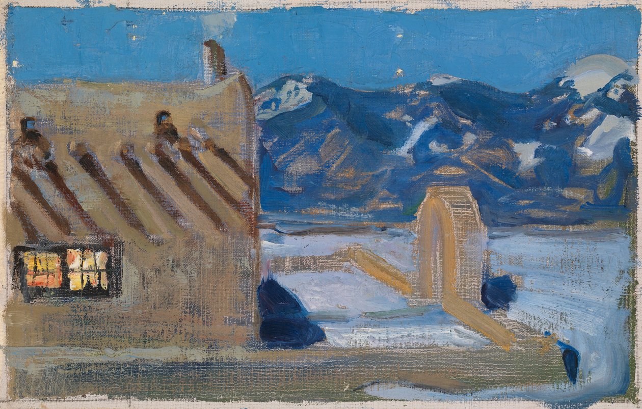 Hus i Taos i måneskin af Akseli Gallen-Kallela