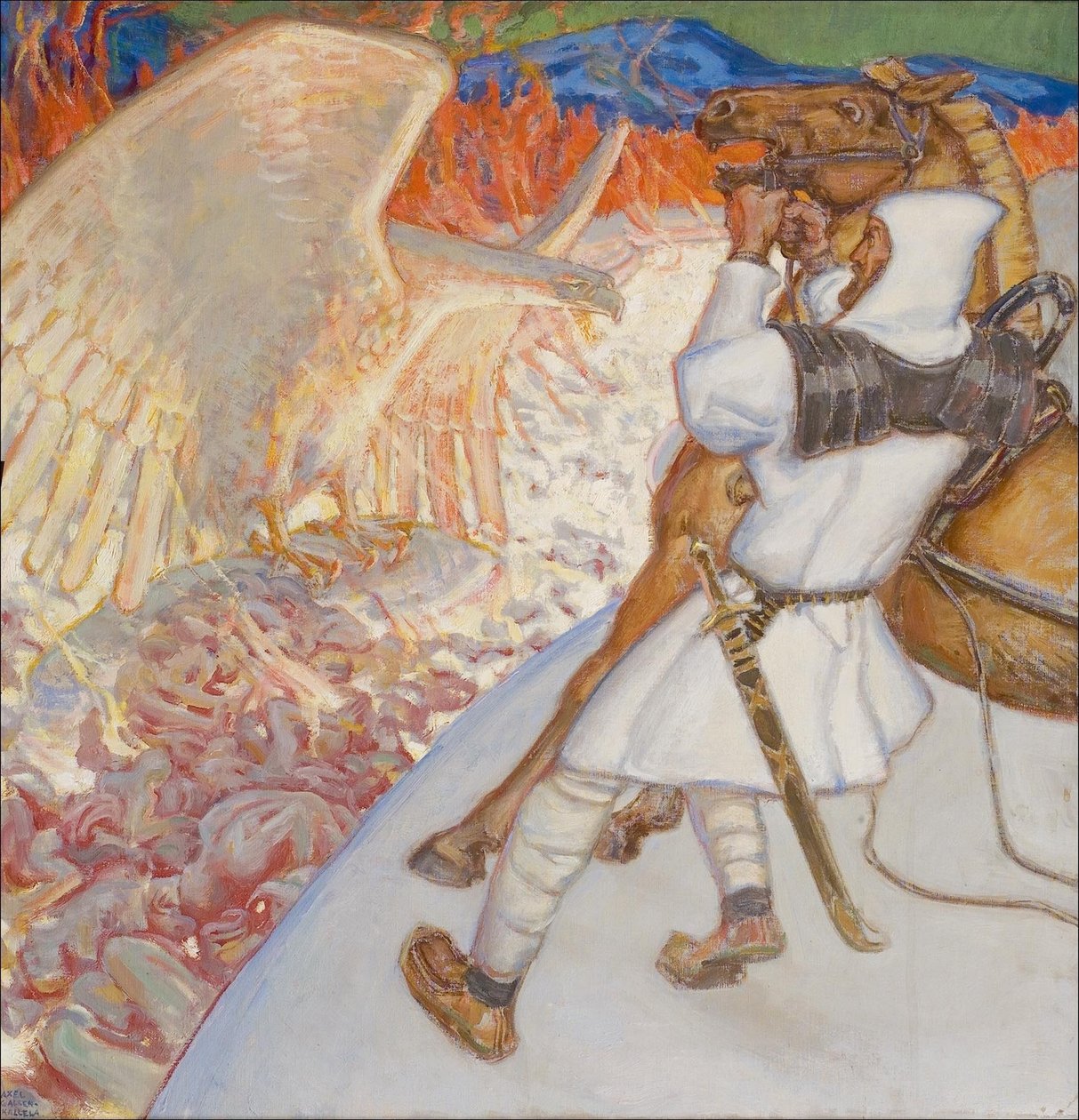 Lemminkäinen ved floden Tuonela, 1920 af Akseli Gallen Kallela