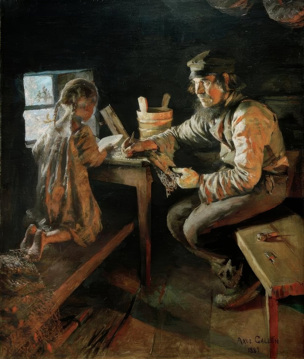 Første lektion af Akseli Valdemar Gallen Kallela