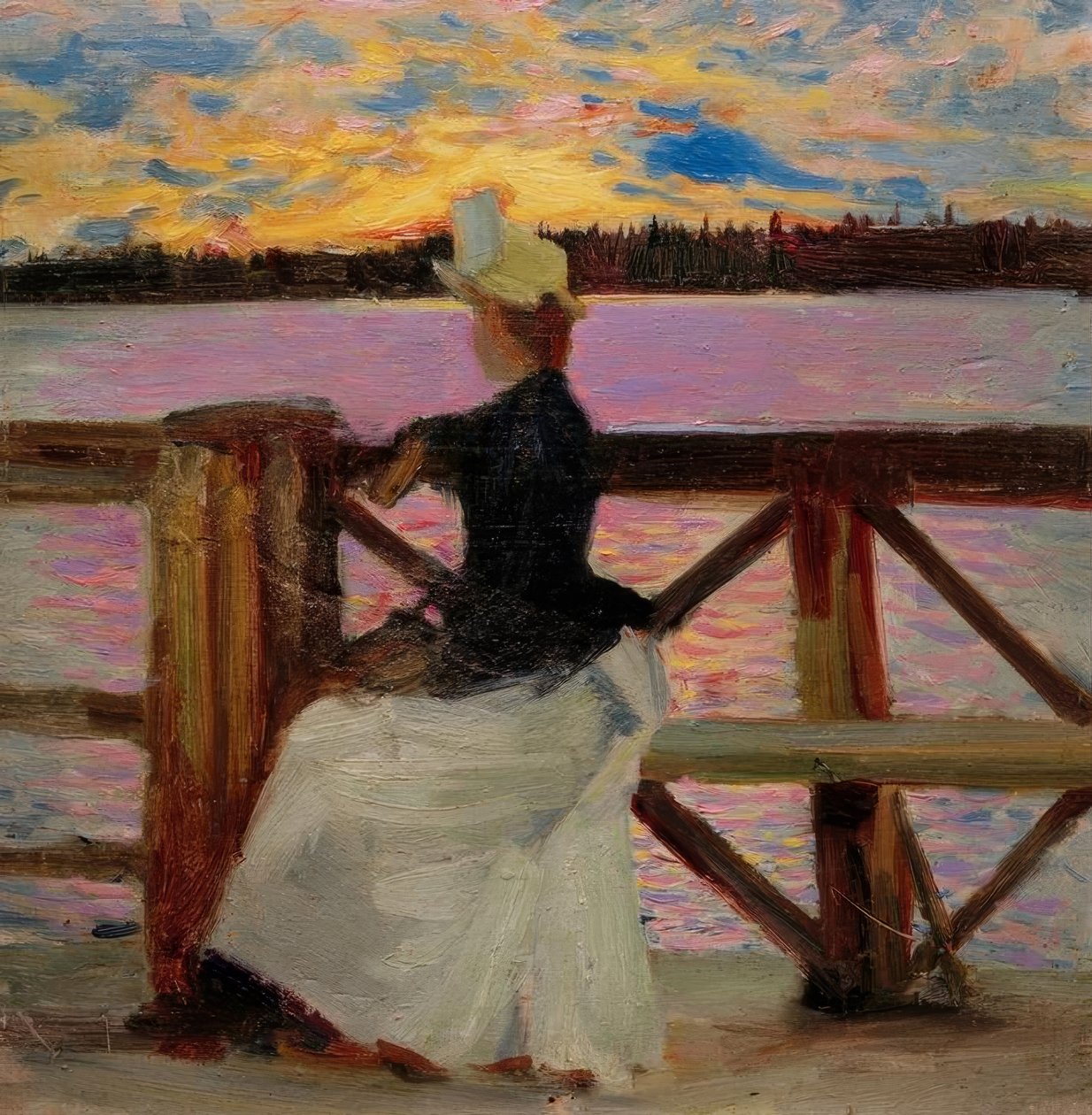 Marie Gallén på Kuhmoniemi-broen af Akseli Valdemar Gallen Kallela