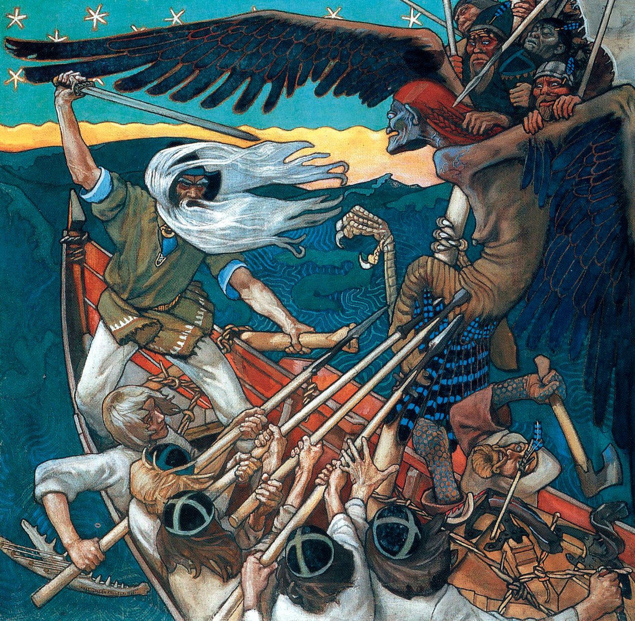 Sampoens forsvar, 1896 (tempera på lærred) af Akseli Valdemar Gallen Kallela
