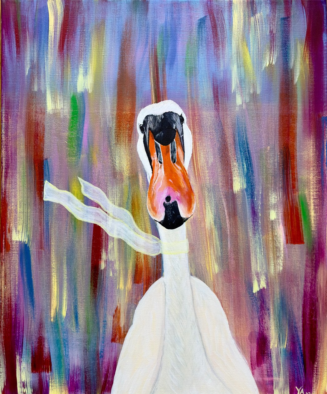 Fancy Swan Monroe, 2023 (akryl på lærred) af Akturk Yasemin