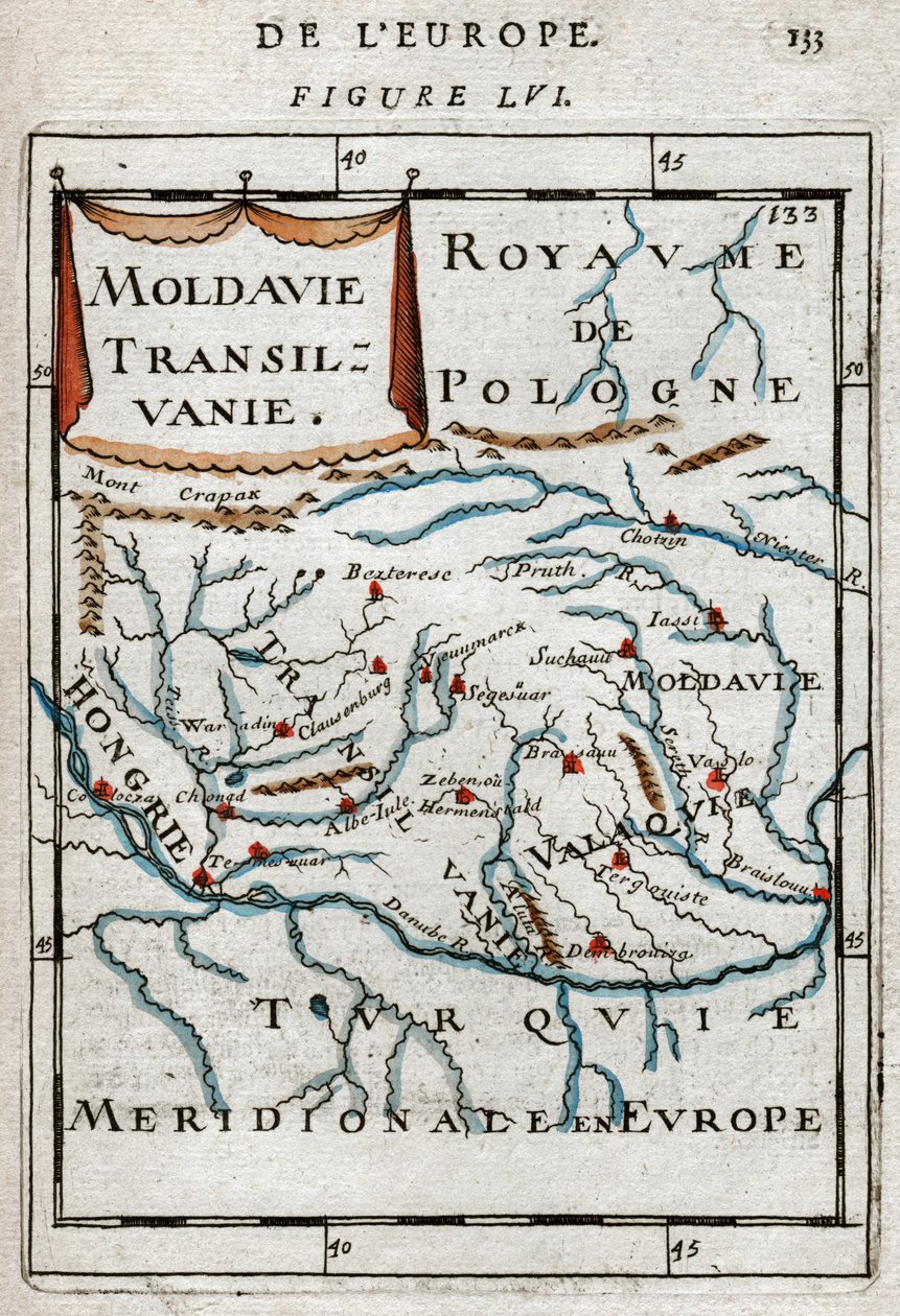 Kort over Rumænien 1683 af Alain Manesson Mallet