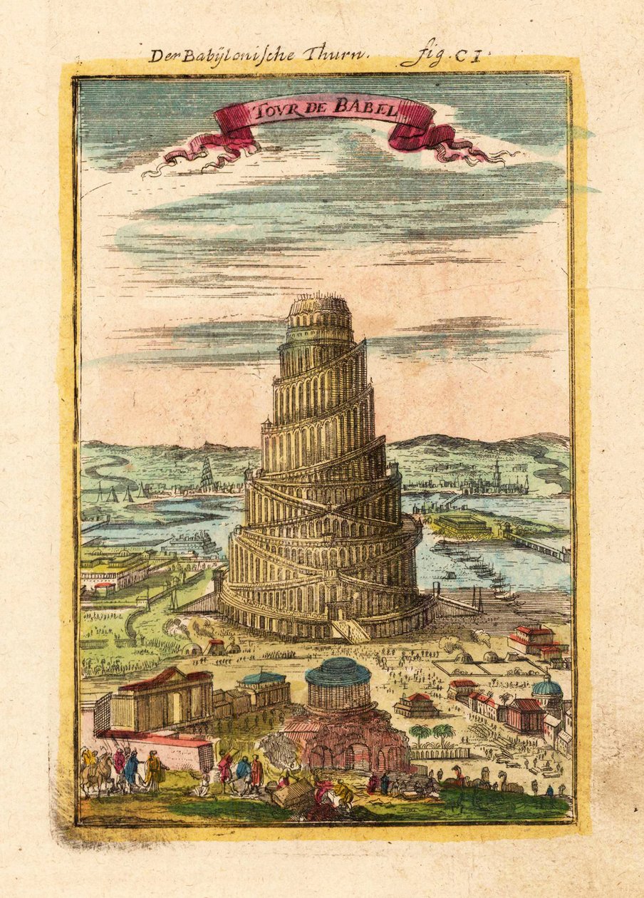 Babelstårnet, 1719 af Alain Manesson Mallet