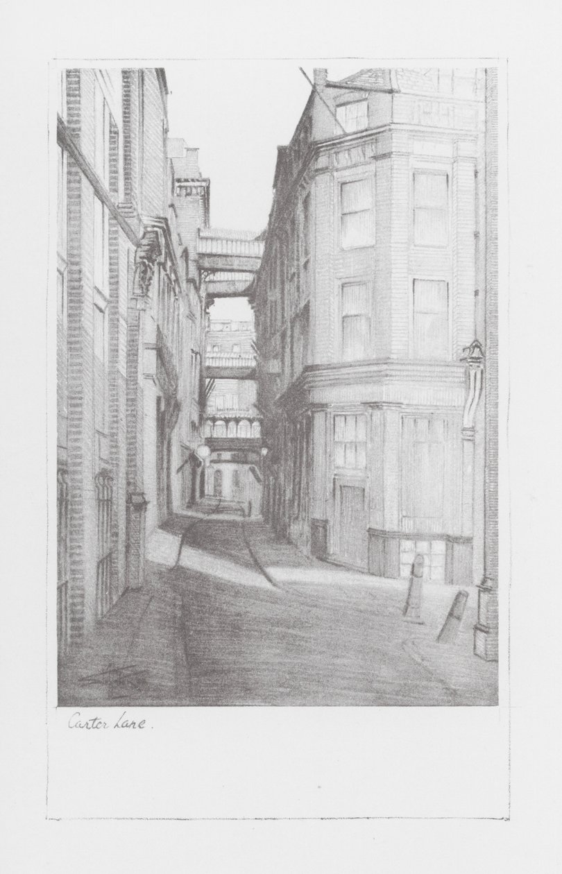London Lanes: Carter Lane (litografi) af Alan Stapleton